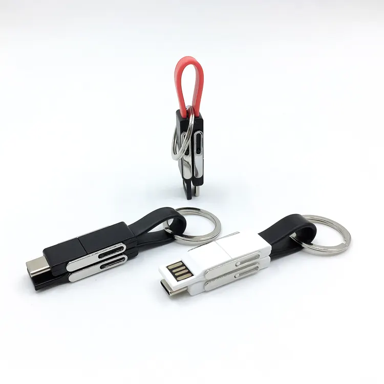 Mini llavero magnético múltiple 4 en 1, USB C a USB C, Cable cargador corto para regalos de promoción