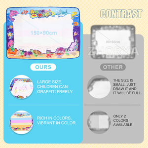 Zhorya matras gambar air pendidikan dini anak-anak tikar lukisan coretan 150*90 alas lukisan ajaib tikar corat-coret ajaib Aqua - Product Image 3