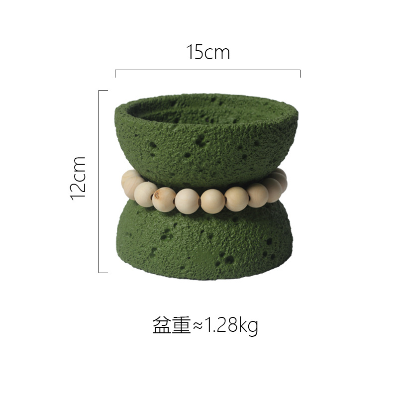 Ak374 maceta grande con cuentas verde oliva sin agujeros