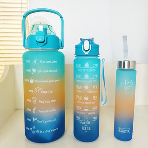 2023สินค้าใหม่2L 2000มิลลิลิตรขวดน้ำพลาสติก3ชิ้นต่อชุดไล่ระดับสีที่มีการแจ้งเตือนให้ดื่ม - Product Image 5