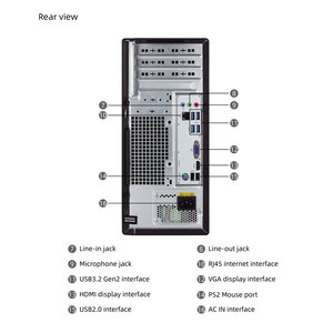 JWIPC Pre-Built PC Tower Intel Core i5 12400 4,4 GHz Windows 11 Home 8 Puertos USB Teclado con cable y ratón Combo PC de escritorio - Product Image 2