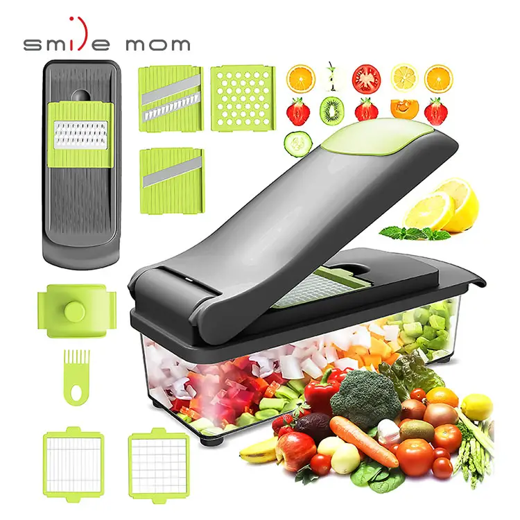 Bán buôn tiện ích nhà bếp nhựa mandoline slicer và hành tây tỏi Báo Chí Cutter Trái Cây Rau Chopper công cụ