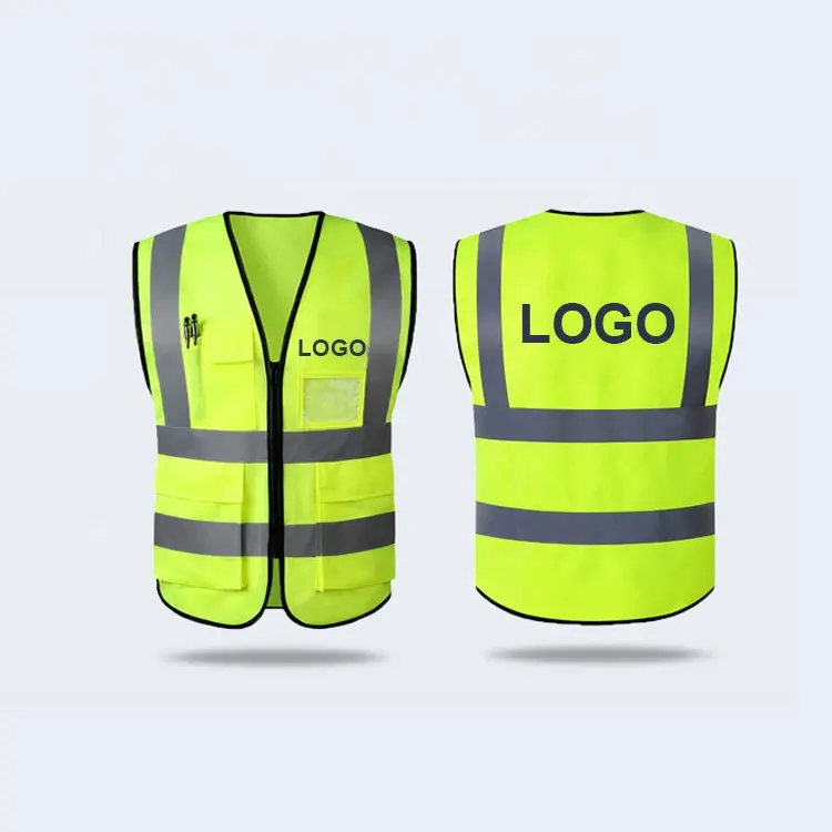 Özel Logo inşaat güvenlik güvenlik yelek yansıtıcı giyim reflektör güvenlik Hi vis yelek ile cep