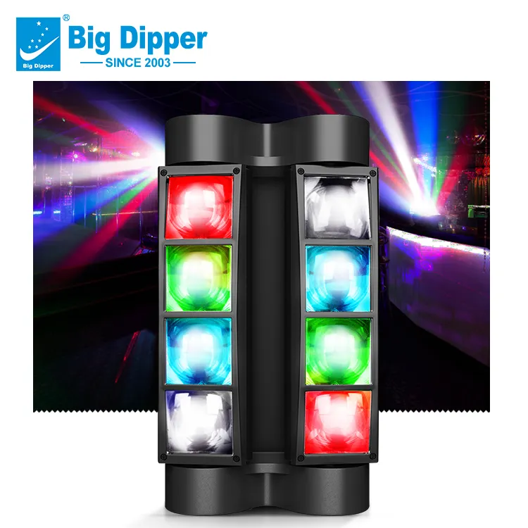 Big Dipper LED Mini Spider 8*3W RGBW Luz de escenario profesional a todo color Disco DJ Luz de cabeza móvil