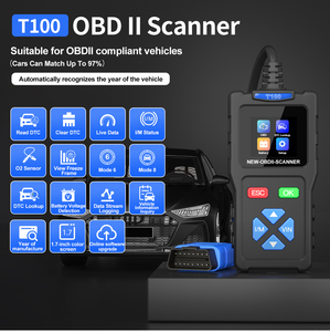 Lector de código OBD2 multilingüe y herramientas de escaneo I/M DTC Lookup O2 Sensor Detección de voltaje de batería Leer y borrar códigos de error