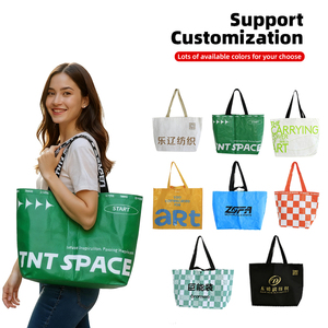 Có thể gập lại tái sử dụng hàng tạp hóa Tote mua sắm túi nhựa không thấm nước dệt Polypropylene với tay cầm để lưu trữ - Product Image 6