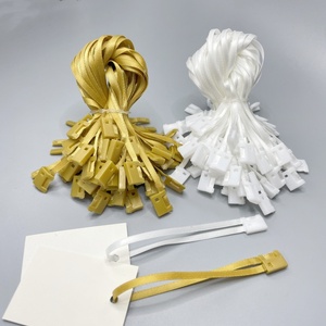 Cuerda de etiqueta colgante de ropa personalizada de alta calidad, cinta blanca, cinta negra de grano colgante, cuerda de etiqueta colgante redonda de doble inserción - Product Image 2