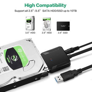 带发光二极管的USB 3.0至SATA电缆适配器，用于3.5英寸硬盘2.5英寸固态硬盘 - Product Image 4
