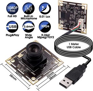 ELP 2MP IMX323微光0.01Lux 1080P全高清H.264迷你Usb摄像头模块，用于机器人机器视觉、视频监控 - Product Image 2