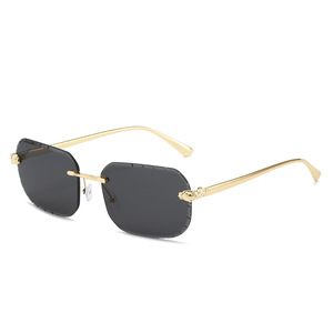 034 Óculos de Sol Quadrados Sem Aro Masculinos Cuproníquel Fashion Punk Gradiente Óculos de Sol Vintage Armação Pequena da Moda Proteção UV400 - Product Image 5
