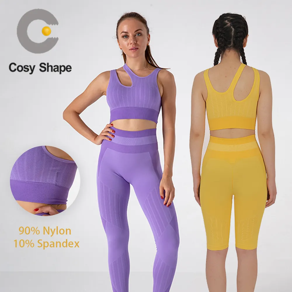 Conjunto de 3 peças de vestimenta cinza sem costura, roupas esportivas para yoga, academia, fitness, com desconto, para mulheres, 20%