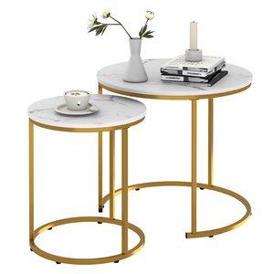 Black Marble <strong>Nesting</strong> Coffee <strong>Table</strong> for Small Place 24 in 2 Sets High Side <strong>End</strong> Sofa <strong>Table</strong> Nightstand Handmade - Product Image 2