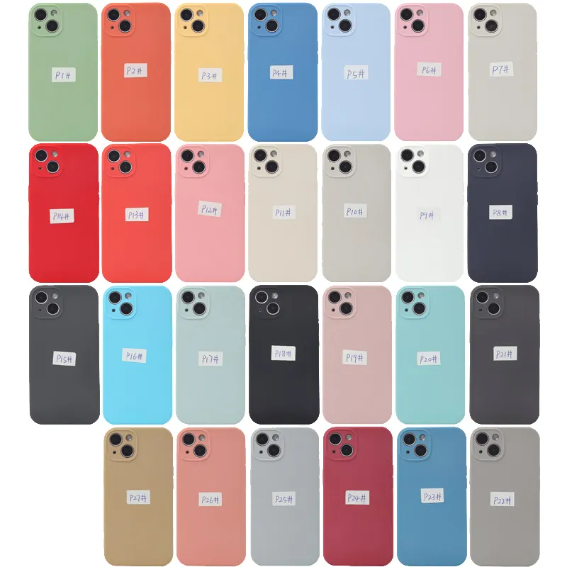 Funda de silicona líquida para teléfono móvil, carcasa de color sólido para iPhone 14, 13, nueva