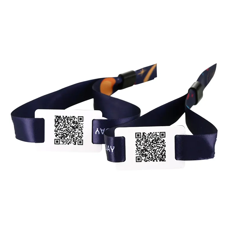 Grosir kustom NFC multiwarna kain elastis gelang anyaman gelang nilon dapat diregangkan RFID Gelang untuk Festival