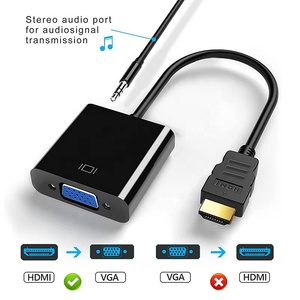 1080P <strong>HDMI</strong> Male to <strong>VGA</strong> Female Converter Adapter Cable with 3.5MM Audio Cable for Notebook Computer Laptop PC Monitor Projector - Product Image 3
