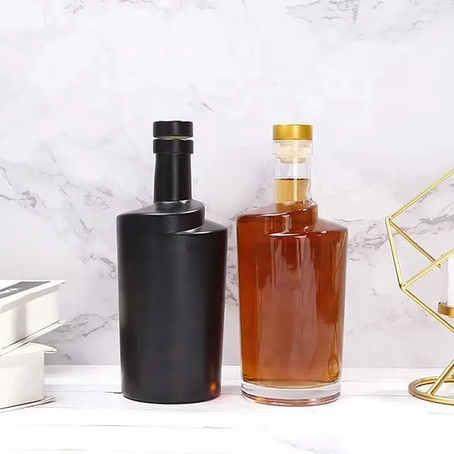 Botellas Vacías de Alcohol con impresión esmerilada, 700ml, 750ml, 1L, Whisky, Vodka, Whisky, vino, para licor, venta al por mayor de fábrica