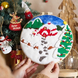 המחט כפר חג המולד felting ערכת צעצועים חינוכיים צעצועים חינוכיים עבור עיצוב החג בעבודת יד מתנה