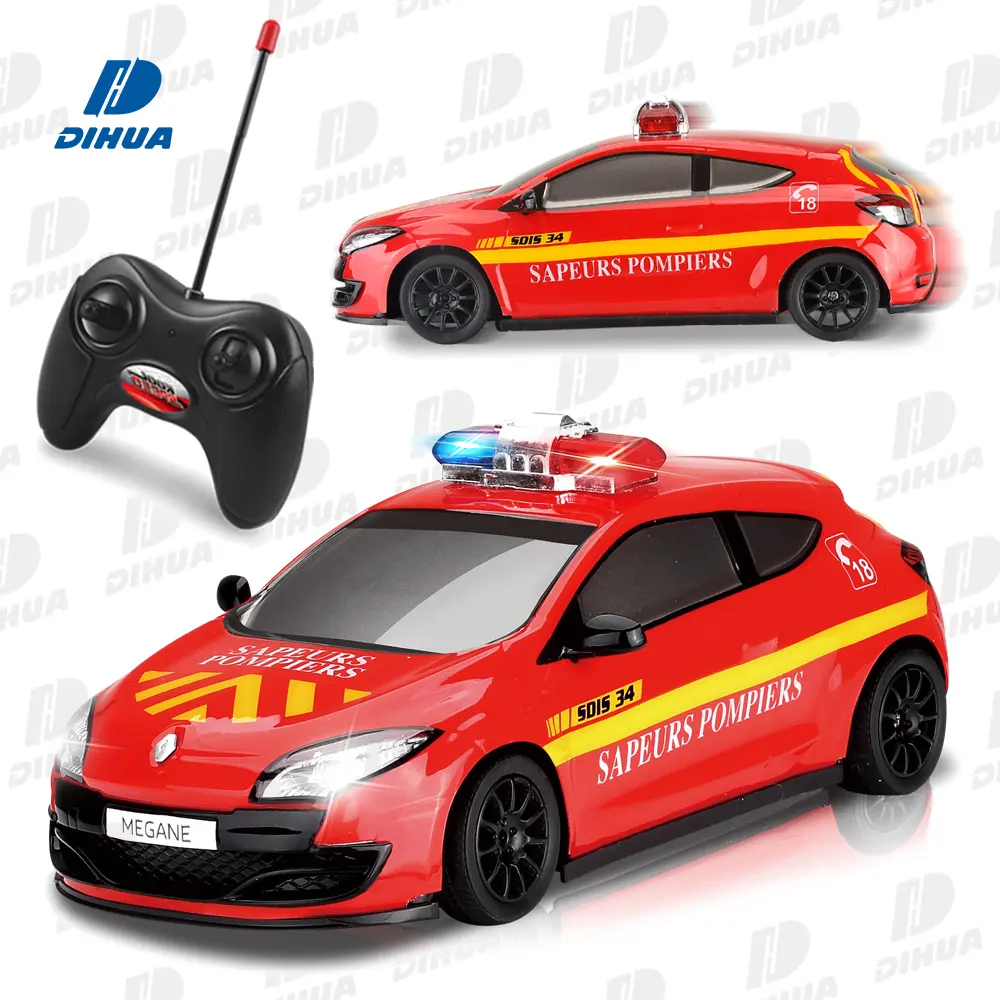 1/20 modèle de voiture télécommandée véhicule sous licence officielle Renault Megane RS RC jouet de voiture de sauvetage incendie avec phares et sirènes