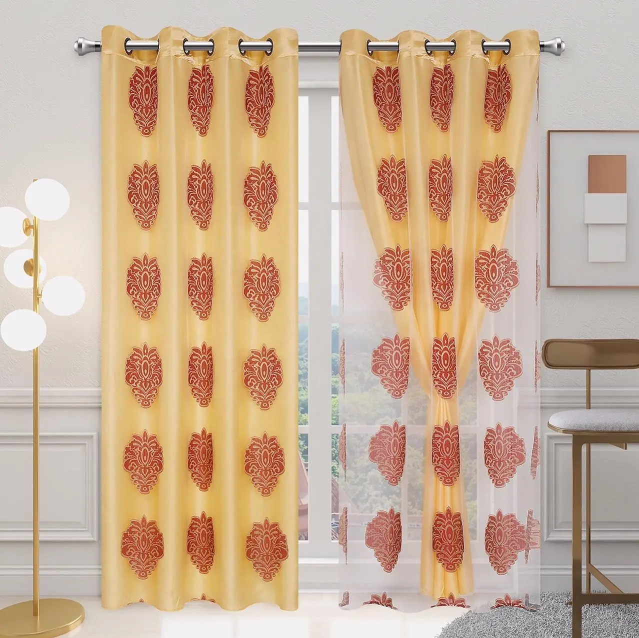 Nuova tenda di finestra di Design floreale classica personalizzata all'ingrosso per il soggiorno