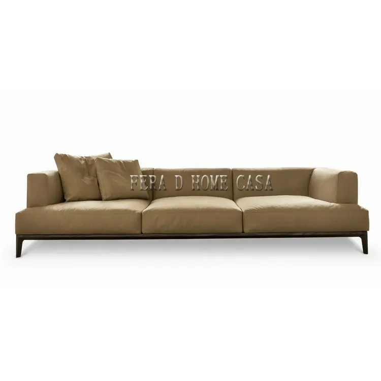 Sofá de cuero minimalista y moderno, marco de madera ASH, venta al por mayor, sofá de 3 metros