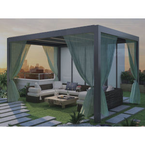 Modern ahşap kemer bağlantısız Gazebo tozu kaplanmış Metal Manual manuel motorlu kontrol geri çekilebilir alüminyum çatı Louvre - Product Image 1