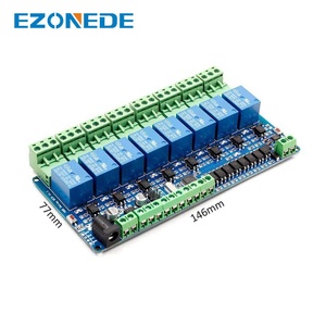 Módulo de relé Rtu, 8 canales, 12V, entrada/salida, interfaz de comunicación RS485/TTL, relé, 8 Indicadores de relé