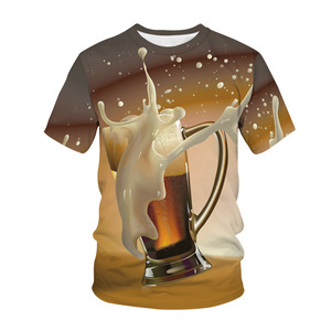 メンズファッション夏3D TシャツメンズカジュアルTシャツビールバブルタイムプリント半袖面白いTシャツプラスサイズ