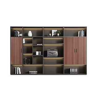 Hiện đại điều hành văn phòng bàn thiết lập với kệ sách lưu trữ sang trọng Gỗ Veneer quản lý bảng với ngăn kéo và ghế da - Product Image 6