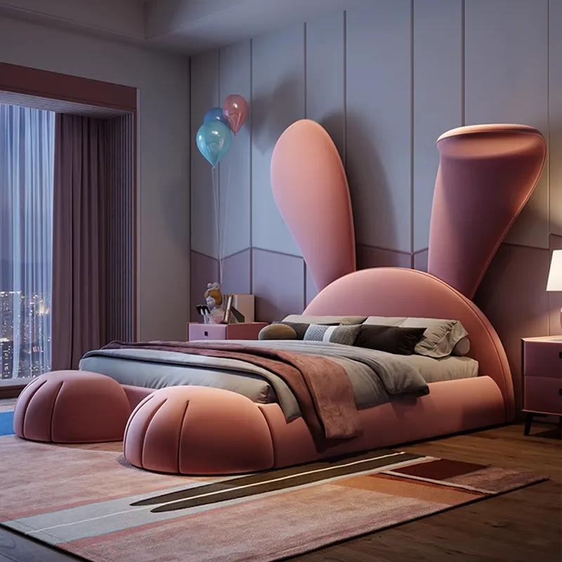 Yüksek kalite Modern yatak odası mobilyası takım çocuk yatak tavşan prenses kız tek, çift çocuk yatak