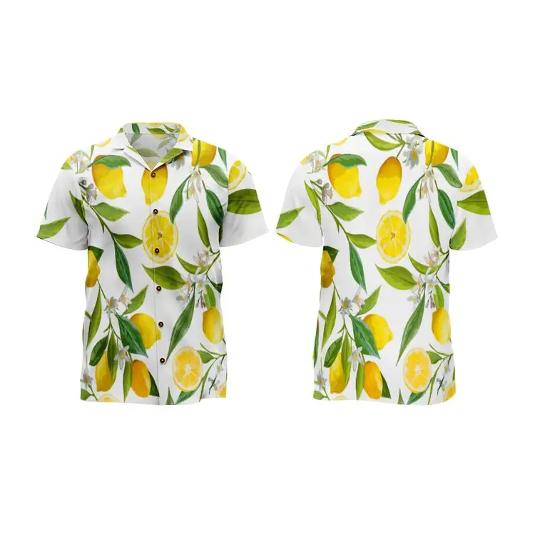 Custom Full Printing Summer 4 Way Stretch Fabric Short Sleeve Men's Button Down Collar Hawaiian Shirt Tropical Beach Shirts