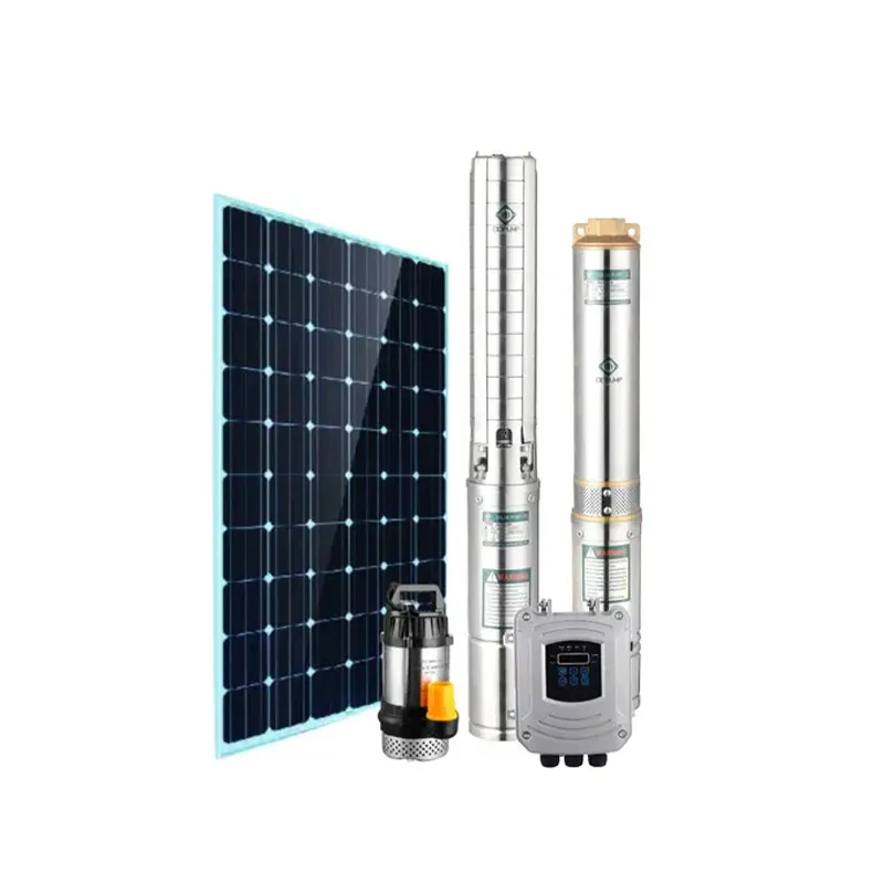 QQPUMP Pompe A Eau Solaire Sumergible Dc Energía solar Sumergible Bombas de agua de pozo profundo para estanque