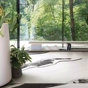 Bancada de pedra natural para cozinha, bancada de mármore em branco panda luxuosa, laje de pedra natural para mesa, bloco de mármore branco