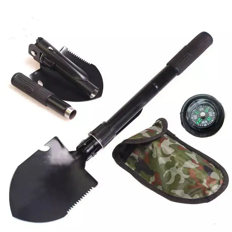 Kongbo outdoor garden cleaning Tool snow Spade portable camping folding Multi-function survival Shovel with handle Compass