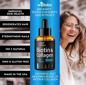 Colágeno de biotina líquida de alta calidad, gotas para el crecimiento del cabello, suplementos de péptidos de colágeno de vitamina B7 para uñas antienvejecimiento de la piel del cabello - Product Image 6