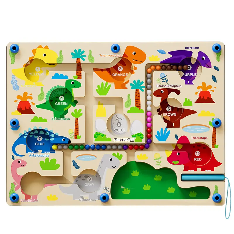 لوحة ألغاز مغناطيسية خشبية بتصميم متاهة على شكل حيوانات لعبة ترتيب ألعاب العداد والتشويق للأطفال لتنظيم الأنشطة الحسية