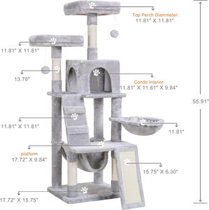Acogedor interior <span class=keywords><strong>Cat</strong></span> <span class=keywords><strong>Tree</strong></span> Tower Multi-Level <span class=keywords><strong>Cat</strong></span> Furniture Condo con percha de felpa acolchada y rascador - Product Image 5