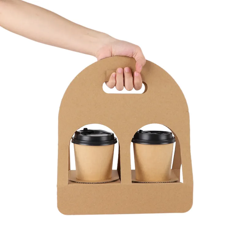 LOKYO Custom 재활용 2cup brown 크래프트 종이 커피 컵 carrier 홀더 대 한 take away