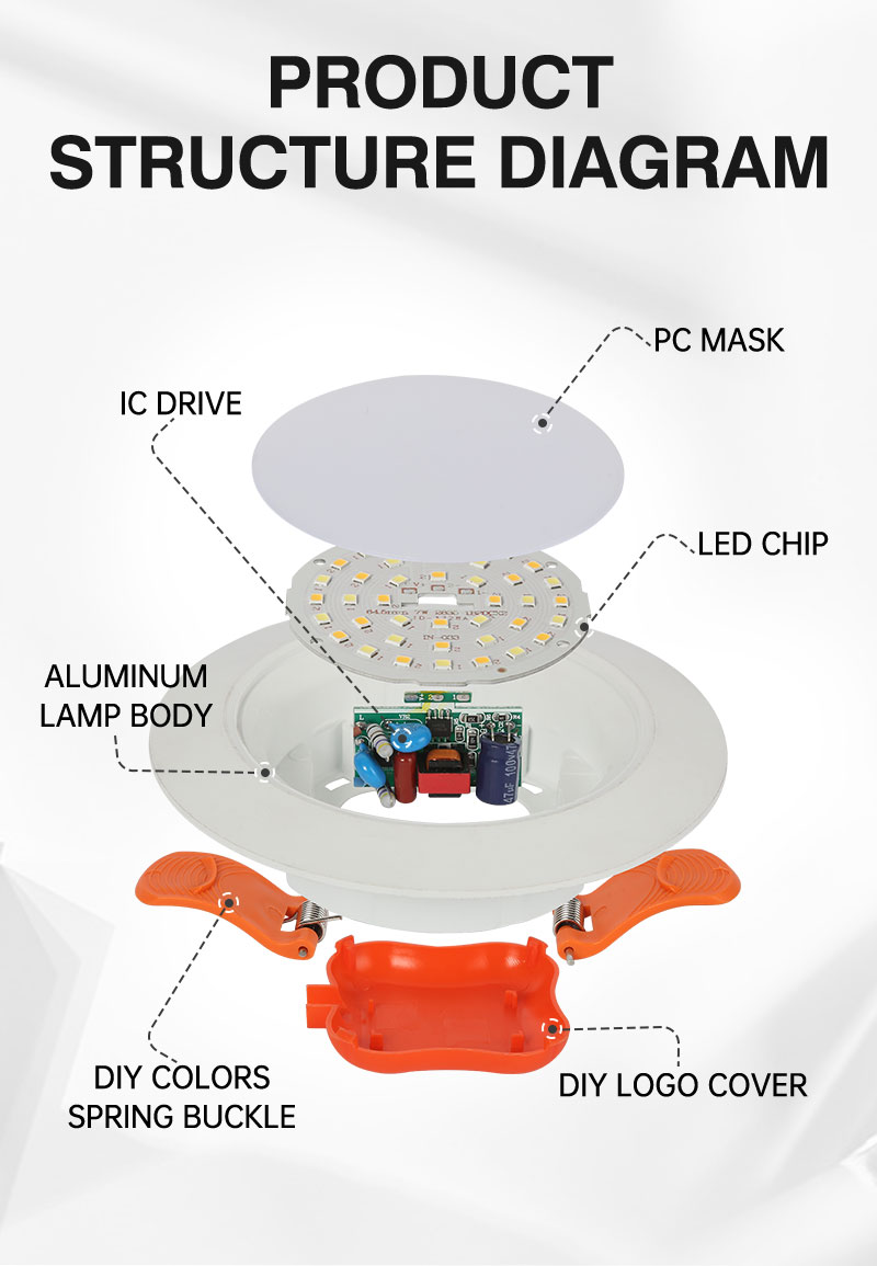 High brightness CCT 3000K 4000K 6000K downlight lamp commercial downlight 7W 9W recessed led downlight fixture for project
