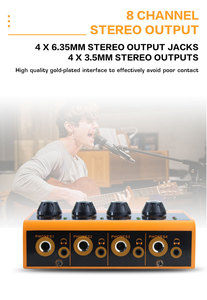 GPUB PH-4 <strong>Headphone</strong> Amplifier 4 Channel for 3.5mm and 6.5mm Jack Stereo <strong>Output</strong> Smartphone Computer Connecting - Product Image 5