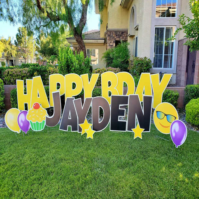Happy Birthday Letters Yard Sign with Stakes