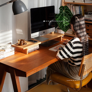 Tùy Chỉnh Tự Nhiên Cherry Gỗ Màn Hình Đứng, Rắn Gỗ Máy Tính Để Bàn Riser & Bàn Tổ Chức Kệ Cho Máy Tính, Nhà Văn Phòng Màn Hình Đứng - Product Image 2