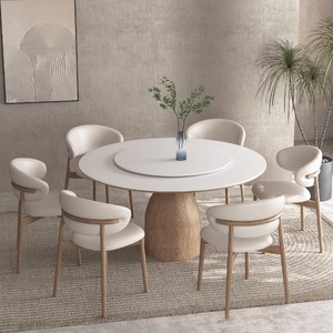 烧结石板1.8米餐桌12家用实木胡桃木丝带嵌入旋转圆桌 - Product Image 3