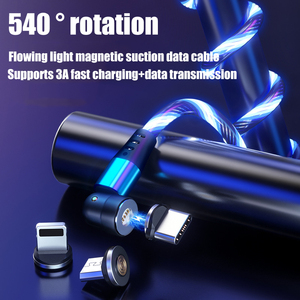 Hot Sale 2m 540 Degree Rotating 3 <strong>in</strong> <strong>1</strong> Fast Charging Cable Light Emitting Flow USB Magnetic Charging Data Cable - Product Image 5