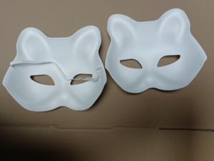 Fabrika malzemeleri beyaz el yapımı boş kağıt yarım yüz seksi kedi maskeli maske kostüm parti maskesi - Product Image 5