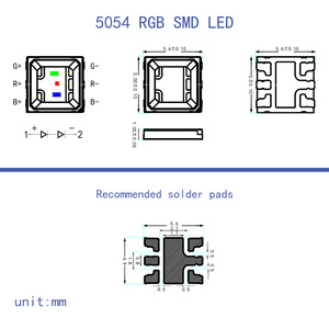 5054 RGB ชิป SMD LED 1.5W พลังงานสูง3*0.5W สีแดงสีเขียวสีฟ้า3สีนำลูกปัด3in-1ประเภทสินค้า - Product Image 4