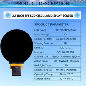 TFT Display LCD Controller modulo LCD TFT rotondo schermo LCD con ST7701S LED SPI-3W-RGB18 40 pin 2.8 pollici 480*480 - Product Image 6