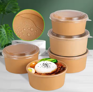 Assiettes En papier Kraft bols máy bay phản lực emballage emporter Pour salade matériau papier thủ công sécurité - Product Image 4