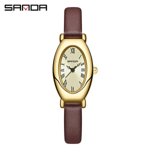 2023 Trendy New Arrival Sanda P1123 <strong>Watch</strong> for Women Fashion Quartz Movement Water Resistant Oval Shape Ladies Retro <strong>Watches</strong> - Product Image 5