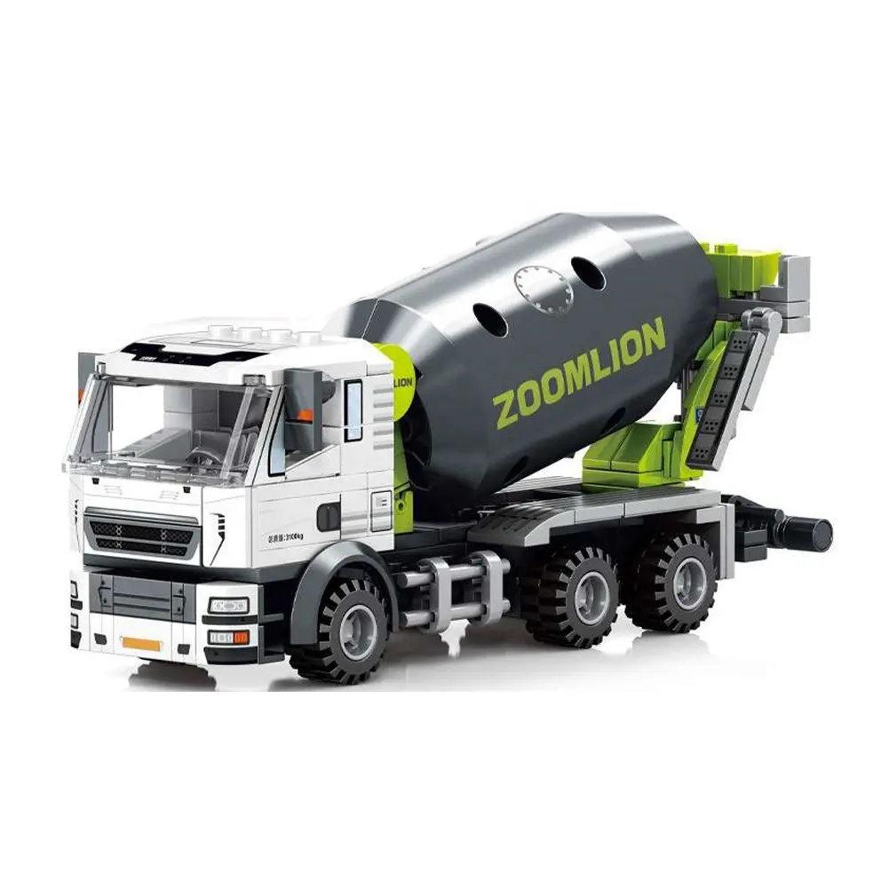 200+ PCS Mini Concrete Mixing Truck Crane Excavator Educational Building Block Kit Car Construction Toys for Kids