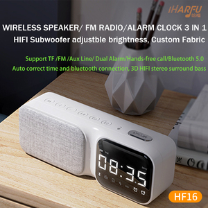 Reloj despertador digital con conexión inteligente, altavoz inalámbrico, subwoofer, AUX, entrada de audio, altavoz inalámbrico, radio - Product Image 2